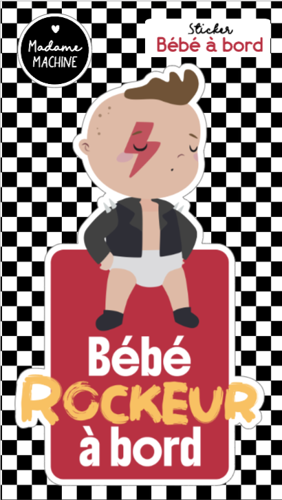 Bébé rockeur - Sticker bébé à bord