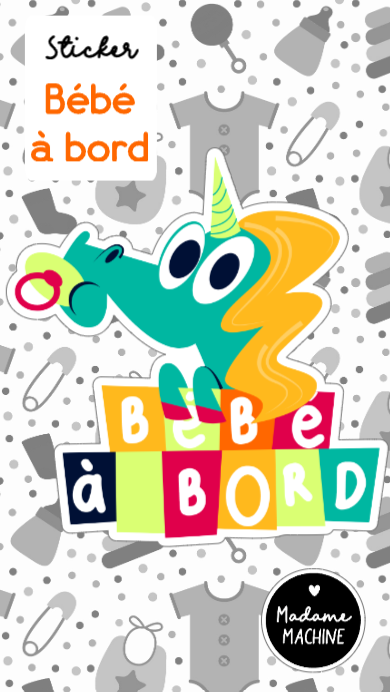 Licorne - Sticker "Bébé à bord"