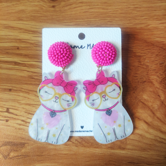 Chats à lunettes (Boucle d'oreilles)